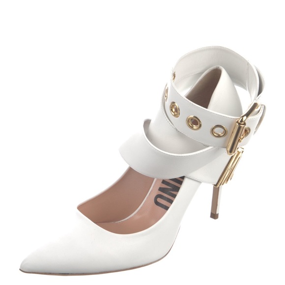 Moschino logo plaque wrap around heels 40, US 9.5/10 - Picture 4 of 9